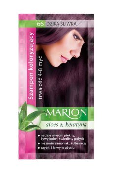 Оттеночный шампунь для волос Marion Aloe & Keratin Hair Color Shampoo 66 Wild Plum, 40 мл