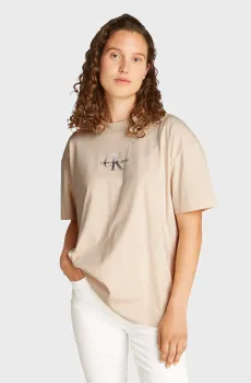 Женская бежевая футболка GRADIENT MONOLOGO BF TEE Бежевый S Calvin Klein Jeans J20J225521