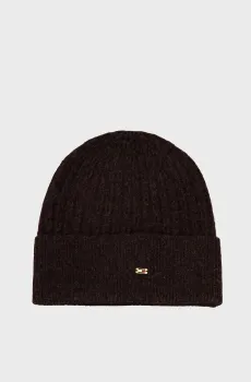 Женская темно-коричневая шапка CABLE Коричневый ONESIZE Tommy Hilfiger AW0AW17776