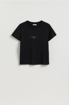 Reserved - Бавовняна футболка з принтом - чорний - 872HD-99X