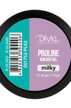 Гель для наращивания ногтей Divia ProLine Builder Gel PL02 Milky, 30 мл