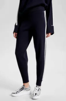 Женские темно-синие шерстяные джоггеры POINTELLE STRIPE JOGGER Синий S Tommy Hilfiger WW0WW39924