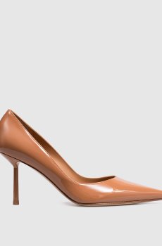 Коричневые кожаные лакированные туфли Bella