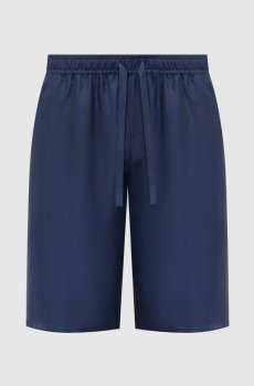 Синие шорты из шелка с монограммой логотипа