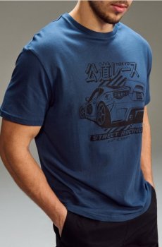 Бавовняна футболка з коротким рукавом - синій