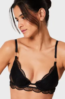 Женский черный бюстгальтер пуш-ап глубокое декольте ROSACE Черный 70B Etam 6546336