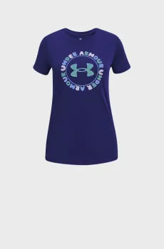 Детская темно-синяя футболка UA Tech Wordmark SSC Синий 8 Under Armour 1377018-468