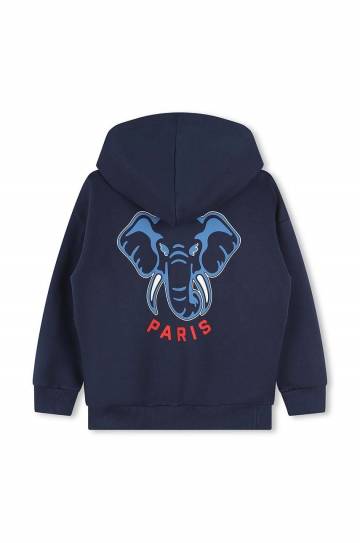 Детская кофта Kenzo Kids цвет синий с капюшоном с принтом K60813 Детская кофта Kenzo Kids цвет синий с капюшоном с принтом K60813