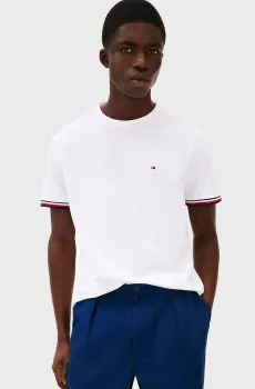 Мужская белая футболка GLOBAL STRIPE CUFF Белый XL Tommy Hilfiger MW0MW38630