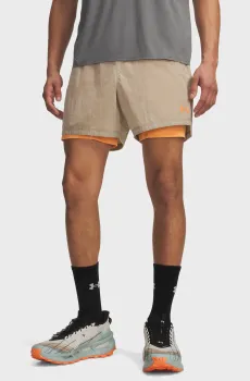 Мужские бежевые шорты M Trail Run 5 Lined Short Бежевый S Under Armour 6009548-299