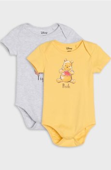 Бавовняне боді з принтом 2 pack Winnie the Pooh - пшеничний