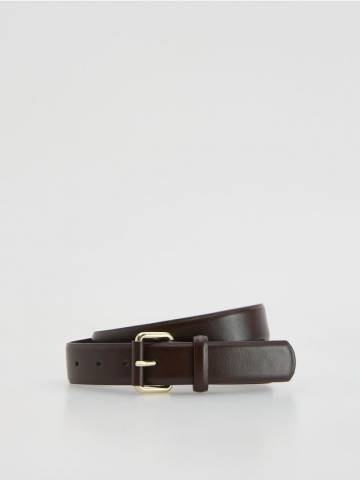 Reserved - Ремінець з комбінованих матеріалів - темно коричневий - 296FE-89X