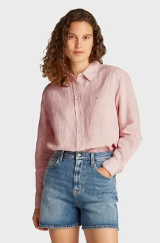 Женская розовая рубашка в полоску RLX LINEN Розовый XS Tommy Jeans DW0DW20292