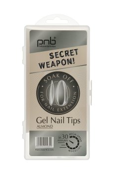 Гелевые типсы для наращивания ногтей PNB Миндаль, растворимые, прозрачные, 240 шт