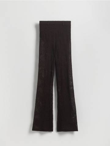 Reserved - Ажурні розкльошені штани - темно коричневий - 584GW-89X