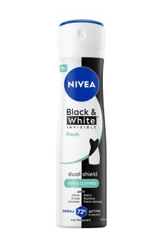 Антиперспирант-спрей женский NIVEA Black & White Invisible Черный и белый, невидимый: свежий, 150 мл
