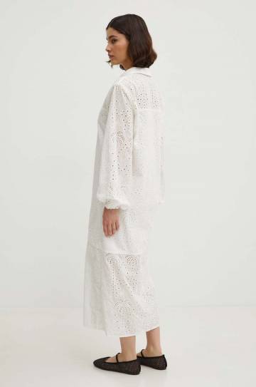 Хлопковое платье Never Fully Dressed Jenna Shirt dress цвет белый midi прямое NFDDR1349 Хлопковое платье Never Fully Dressed Jenna Shirt dress цвет белый midi прямое NFDDR1349