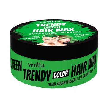 Окрашивающий воск для стилизации волос Venita Trendy Color Hair Wax, Green, 75 г Окрашивающий воск для стилизации волос Venita Trendy Color Hair Wax, Green, 75 г