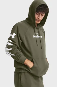 Мужское оливковое худи UA Rival Fleece Graphic HD Оливковый S Under Armour 1379760-390