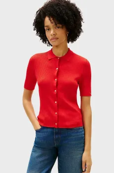 Женское красное поло RAYON Красный S Tommy Hilfiger WW0WW48482