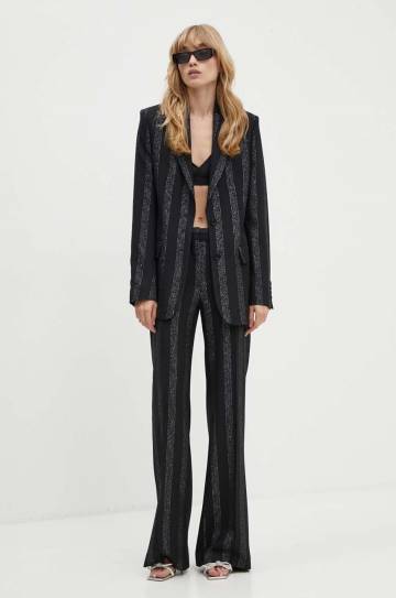 Шерстяной пиджак MSGM цвет чёрный однобортный узор 3741MDG17.247604 Шерстяной пиджак MSGM цвет чёрный однобортный узор 3741MDG17.247604