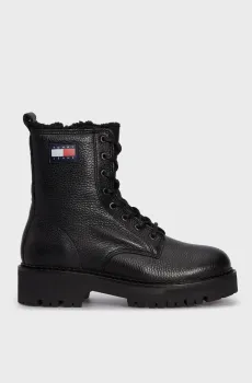 Женские черные кожаные ботинки TJW URBAN BOOT TUMBLED LTR WL Черный 36 Tommy Jeans EN0EN02317