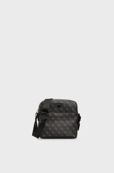 Мужская черная сумка с узором TORINO TOP ZIP CROSSBODY FLAT Черный ONESIZE Guess HMTOLOP4258