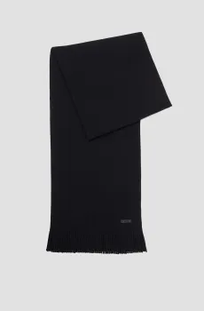 Мужской черный шерстяной шарф Черный ONESIZE BOSS 50495340;001