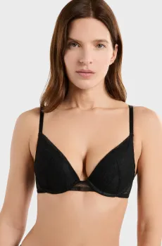 Женский черный бюстгальтер пуш-ап глубокое декольте EXCEPTION Черный 70B Etam 6557555