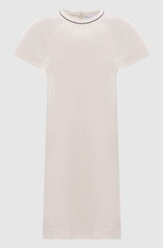 Бежевое платье с леном