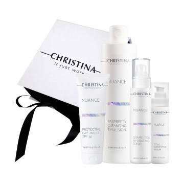 Подарочный набор Christina Nuance (эмульсия, 300 мл + тоник, 100 мл + крем, 75 мл + сыворотка, 30 мл) Подарочный набор Christina Nuance (эмульсия, 300 мл + тоник, 100 мл + крем, 75 мл + сыворотка, 30 мл)