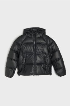 Квітована куртка puffer з капюшоном - чорний