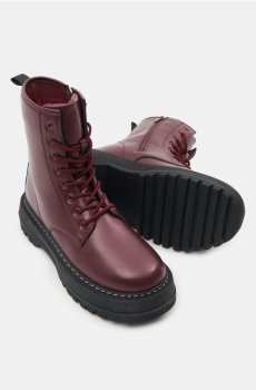 Шнуровані ботильйони - бордовий