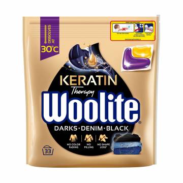 Капсулы для стирки Woolite для черных и джинсовых тканей с кератином, 33 циклов стирки Капсулы для стирки Woolite для черных и джинсовых тканей с кератином, 33 циклов стирки