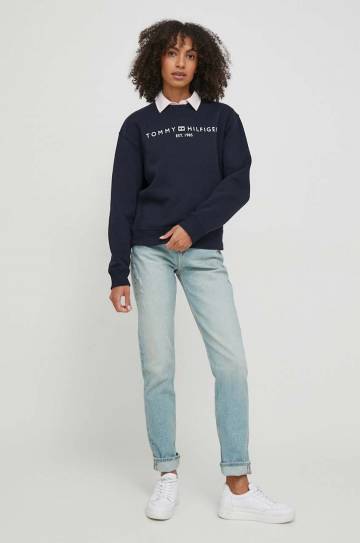 Кофта Tommy Hilfiger женская цвет синий с принтом WW0WW39791 Кофта Tommy Hilfiger женская цвет синий с принтом WW0WW39791