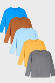 Бавовняні футболки з довгим рукавом 5 pack - синій