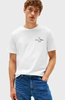Мужская белая футболка OUTLINE FLAG SCRIPT Белый XL Tommy Hilfiger MW0MW39360
