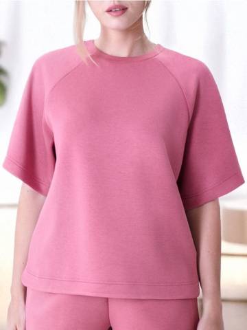 Світшот з коротким рукавом soft touch - рожевувато-ліловий Світшот з коротким рукавом soft touch - рожевувато-ліловий