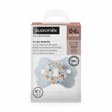 Пустышка физиологическая в форме бабочки Suavinex Wonderland голубая с рисунком, с рождения до 6 месяцев, 1 шт (308776) Пустышка физиологическая в форме бабочки Suavinex Wonderland голубая с рисунком, с рождения до 6 месяцев, 1 шт (308776)