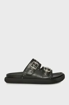 Женские черные кожаные слайдеры Kelly Черный 38 PRPY PRSLT9815W