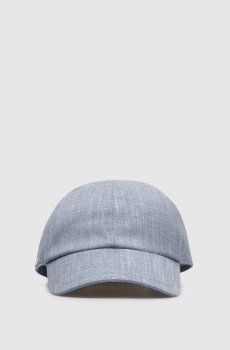 Голубая кепка из шерсти, шелка и льна