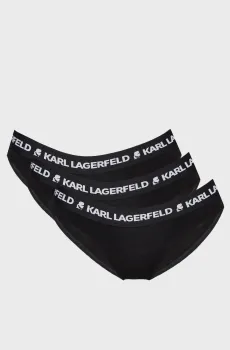 Женские черные трусики (3 шт) LOGO BRIEF Черный XL Karl Lagerfeld 246W2112