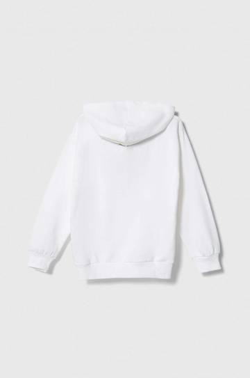 Детская хлопковая кофта United Colors of Benetton x DC цвет белый с капюшоном с принтом Детская хлопковая кофта United Colors of Benetton x DC цвет белый с капюшоном с принтом