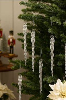 Різдвяні прикраси, 6 шт - clear