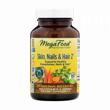 Мультивитамины и травы MegaFood Skin, Nails & Hair 2 для кожи, ногтей и волос 2, 60 таблеток Мультивитамины и травы MegaFood Skin, Nails & Hair 2 для кожи, ногтей и волос 2, 60 таблеток