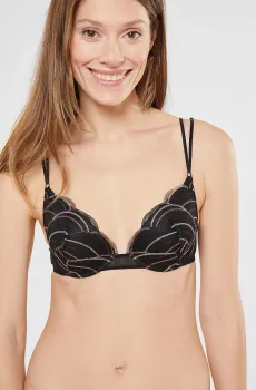 Женский черный бюстгальтер пуш-ап глубокое декольте FATALE Черный 75C Etam 6538127