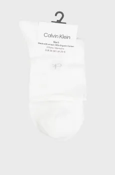 Женские белые носки (2 пары) CK WOMEN SHORT SOCK  ROLL TOP Белый 35-38 Calvin Klein 701229681