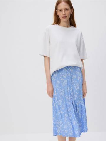 Reserved - Віскозна спідниця з візерунком - світло-блакитний - YS104-50X