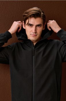 Куртка-бомбер з каптуром - чорний