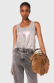 Женская серебристая майка Серебряный 36 MAJE MFPTS00968_Silver